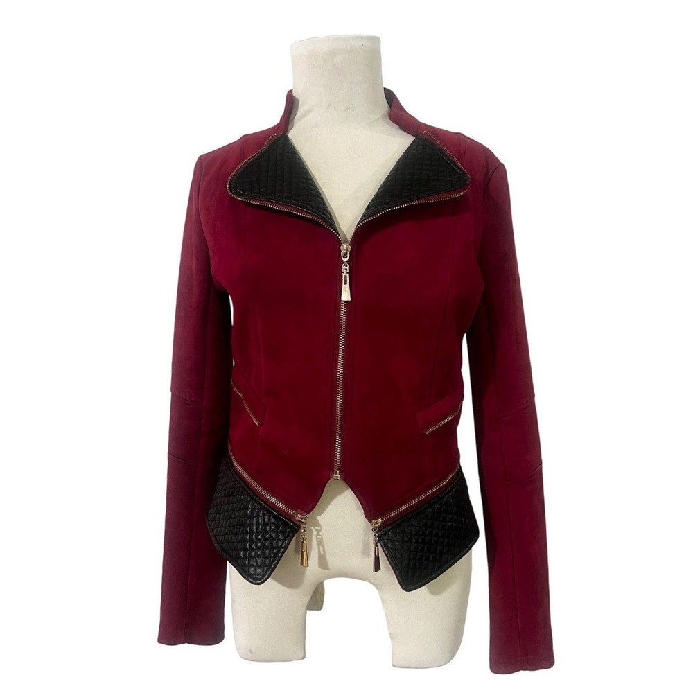 Windsor‎ Burgundy Holiday Dream Cropped Faux Suede Jacket Juniors sz Large